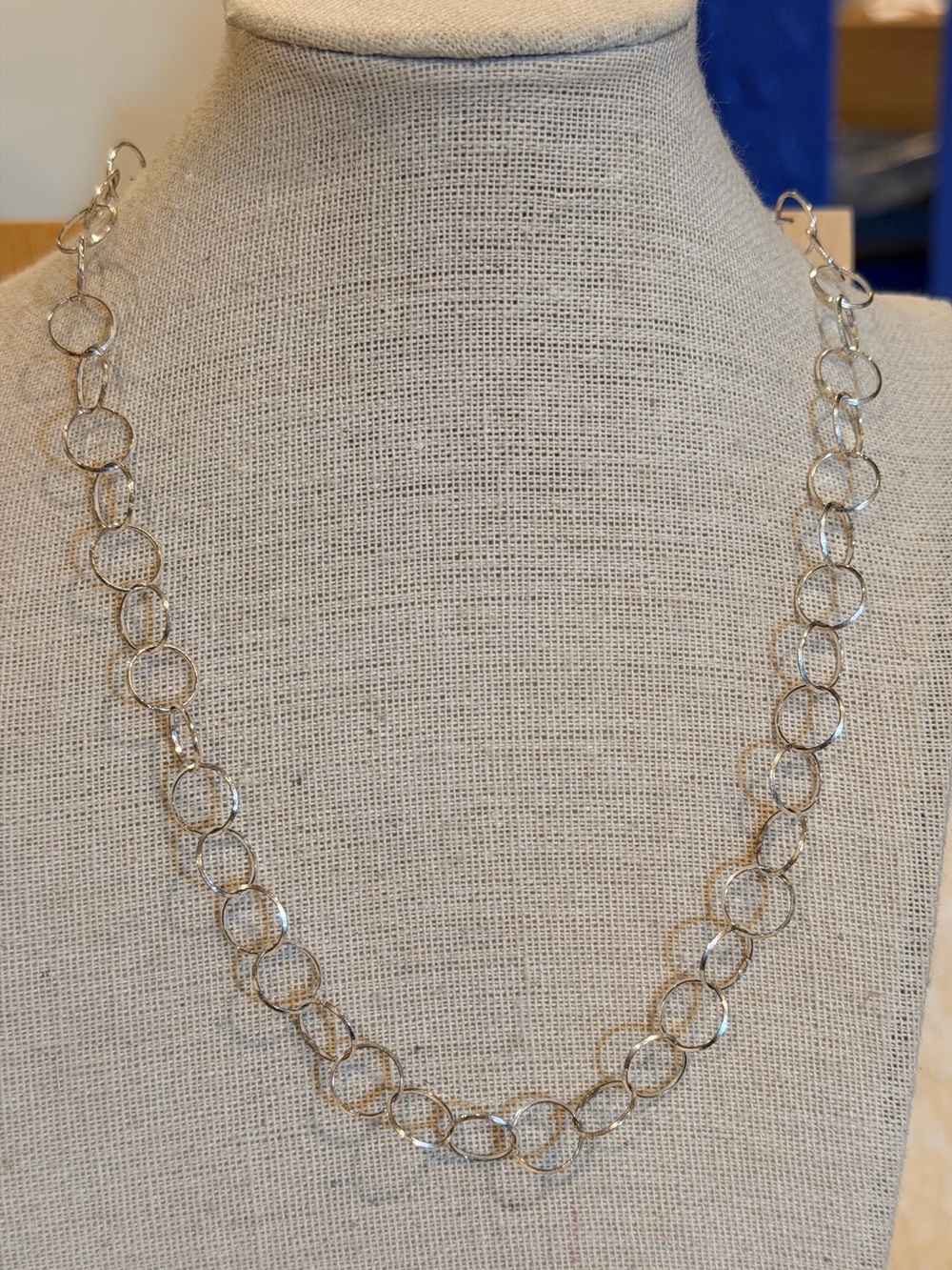 Sterling Silver Italy Open Circle Link Necklace